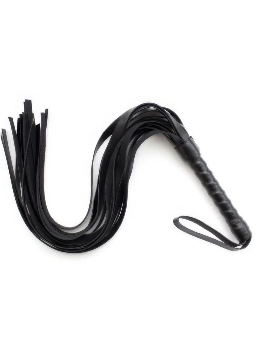 Довгий шкіряний батіг з рукояткою нагайка для рольових ігор хлист з еко шкіри кнут унісекс атрибутика для дорослих пар 44 см Cindylove (368999767)