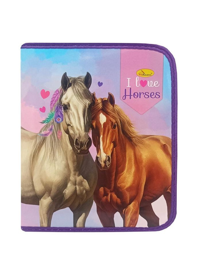 Папка для тетрадей на молнии "I LOVE HORSES" АП-1001-8 No Brand (330610468)