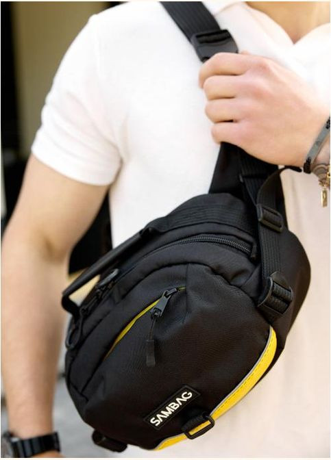Сумка на пояс через плечо мужская текстильная Черный 35655 Sambag (334673948)