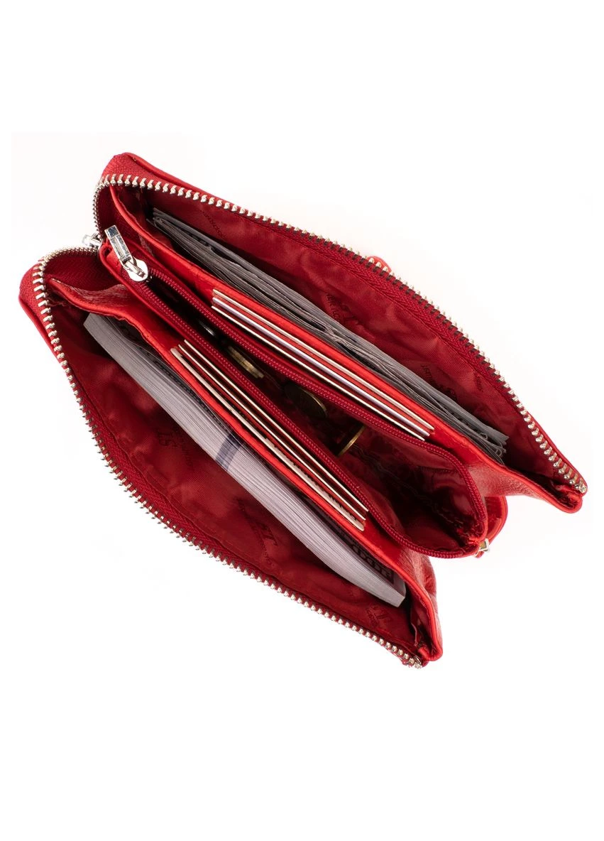Вместительный клатч из двух частей женский Красный 19,2х10х2 см st leather (391299556)
