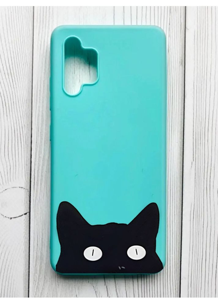 Матовий бірюзовий чохол на Samsung Galaxy A32 Котик (принт 119) Creative (360685297)