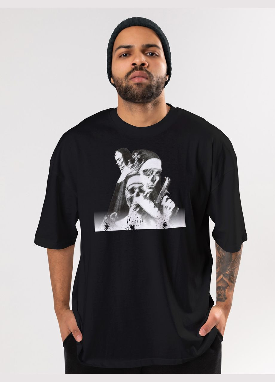 Черная мужская футболка оверсайз urban черная высокая плотность с длинным рукавом Mishe