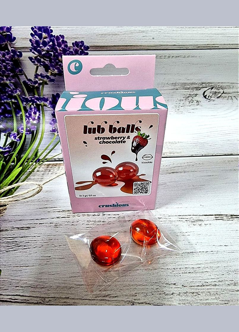 Бразильські вибухові кульки для масажу Lub Balls зі смаком полуниці та шоколаду Crushious (331170467)