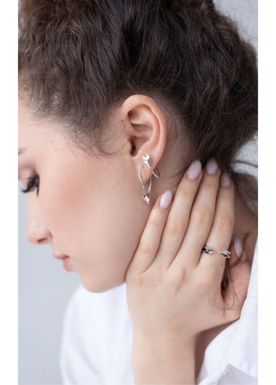 Сережки-петлі срібні вовк Totem 925 Skifska Etnika (364203005)