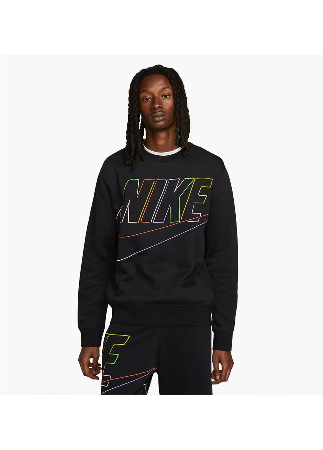 Лонгслів чоловічий Club Fleece+ Black Dx0529-010 Nike (365962560)