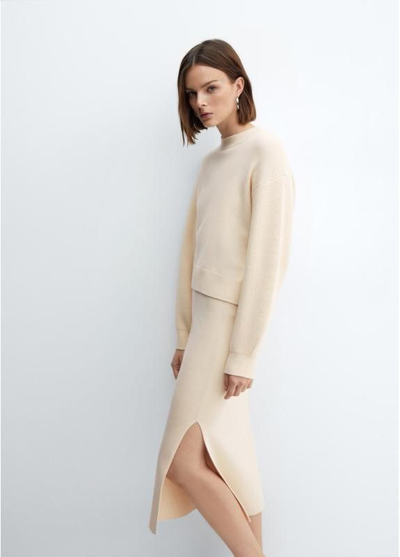 Бежевий вʼязаний светр кофта джемпер оверсайз джемпер Mango