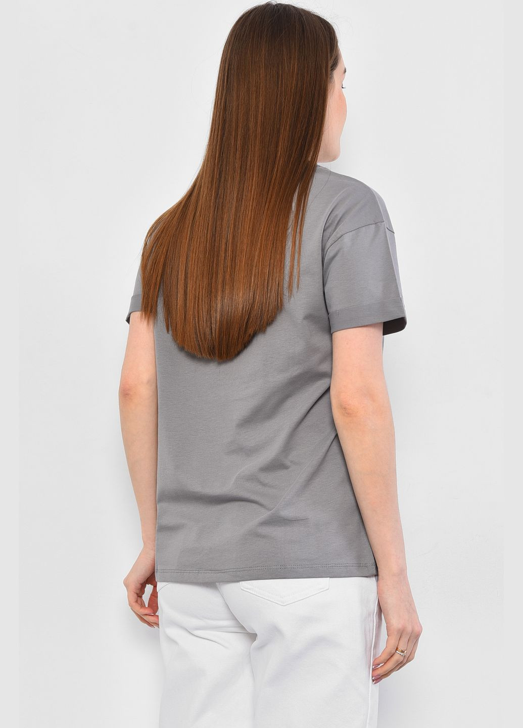 Сіра літня футболка жіноча сірого кольору Let's Shop