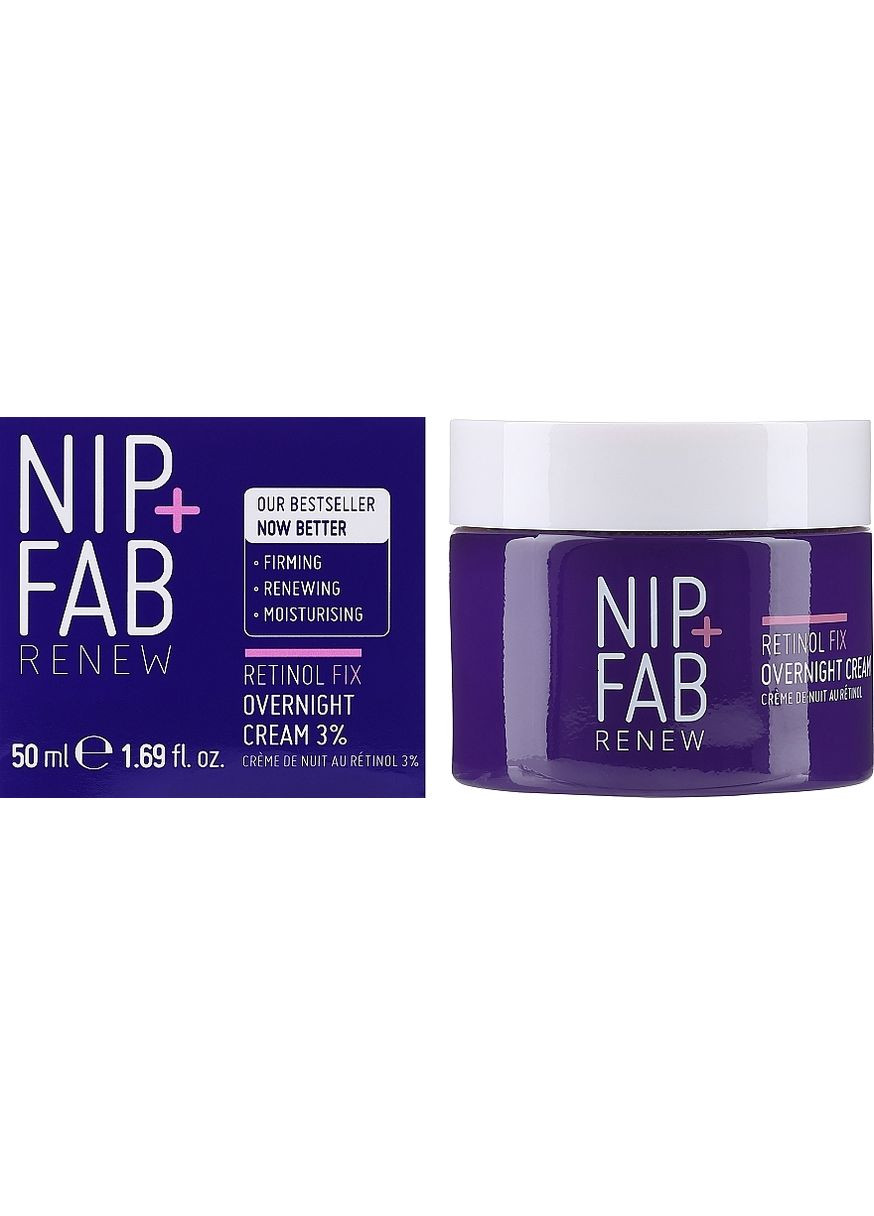 Крем для обличчя омолоджувальний, нічний з ретинолом Retinol Fix Overnight Cream 3% 50ml (1324137-44016120) Nip+Fab (368660614)