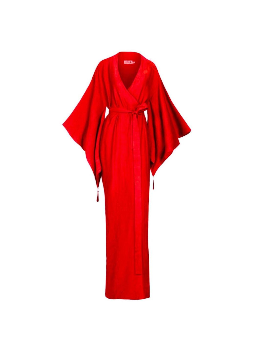 Халат-кімоно короткий на запах у японському стилі з поясом із полірованої віскози "Кохання" Garna (313603402)