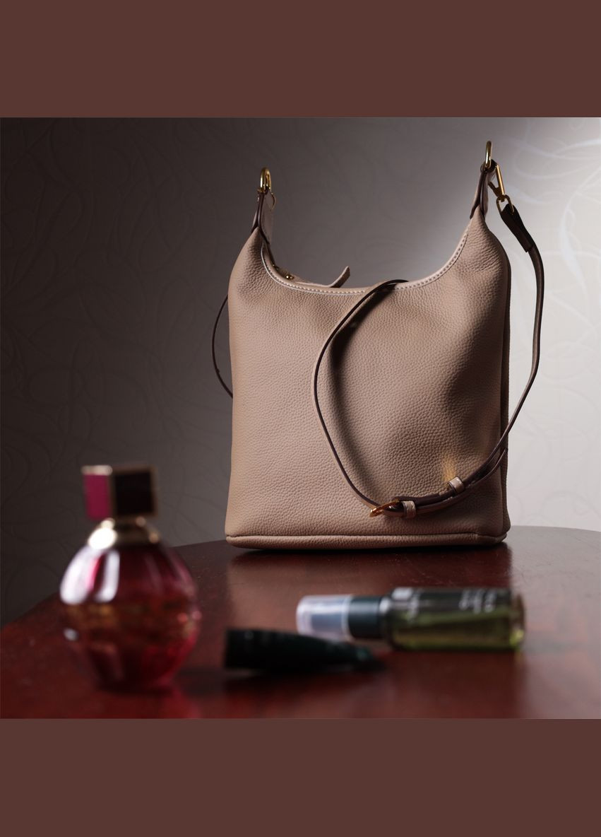 Женская сумка на плечо из натуральной кожи 22629 Бежевая. Vintage (331906859)