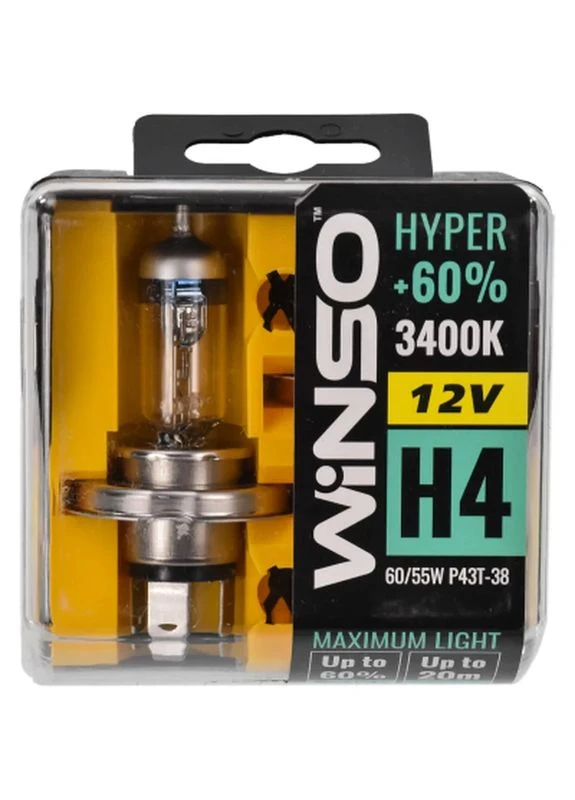 Автолампа H4 HYPER +60 60/55W (712430) Winso (399315751)