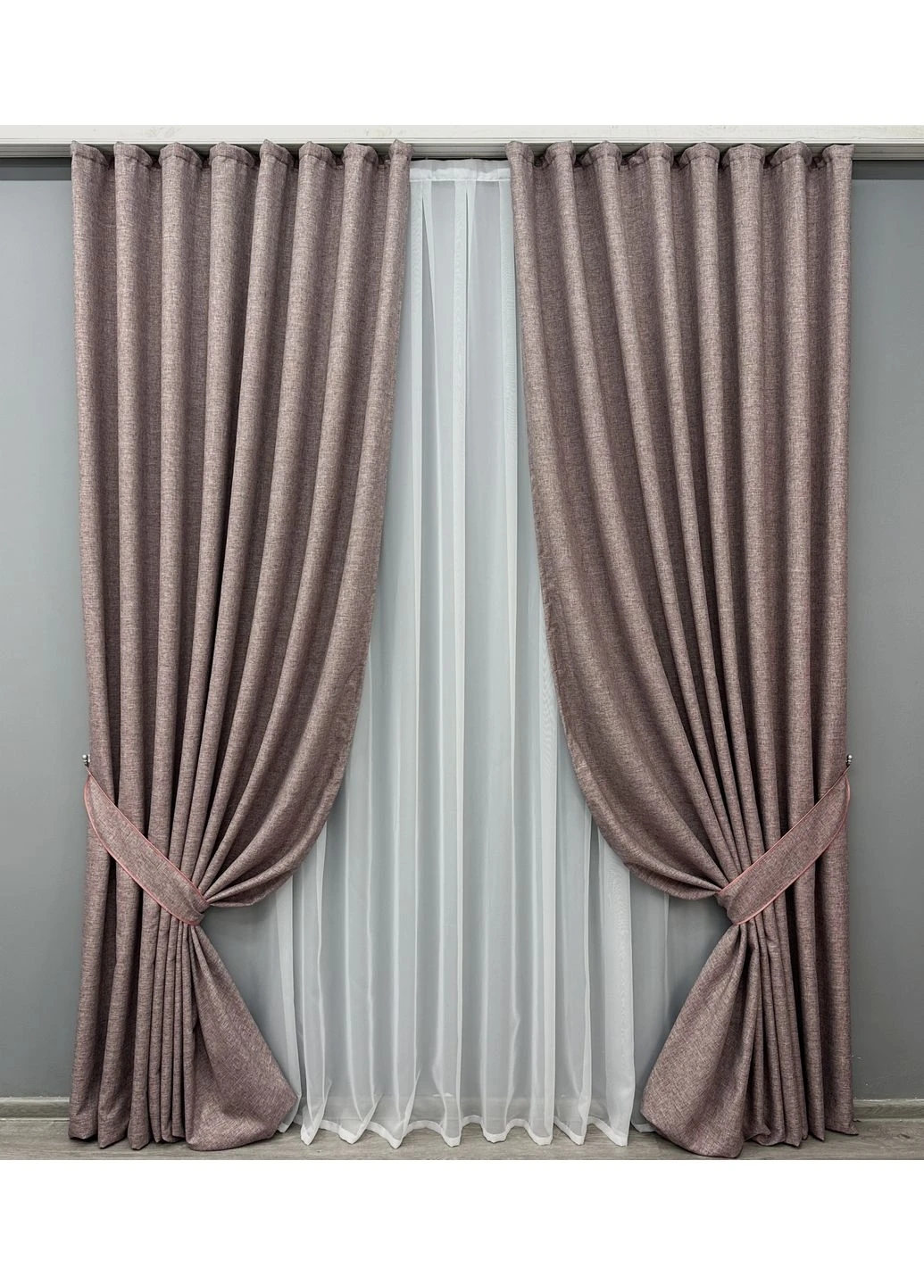 Комплект готових штор ALORA-TON № 1878ш Пудровий 200х290см 2 шт (32-173) VR-Textil (368236297)