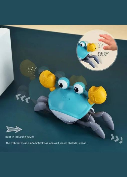 Музична інтерактивна іграшка Краб на батарейках зі звуковими ефектами Блакитний Fun Game (327216791)
