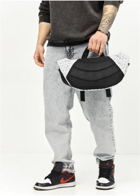 Большая тканевая мужская поясная сумка бананка Белая с принтом Square (1011038721) Sambag (361244782)