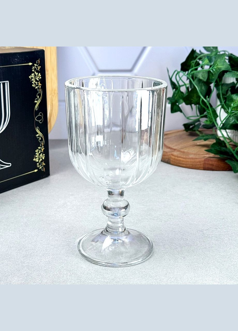 Набір бокалів для вина скляних Goblet 390 мл, 6 шт на ніжці No Brand (337990458)
