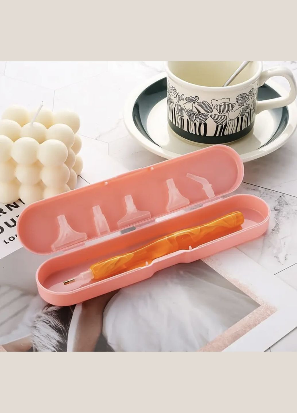 Стилус для алмазной мозаики в футляре (5 насадок) Оранжевый No Brand (339117012)