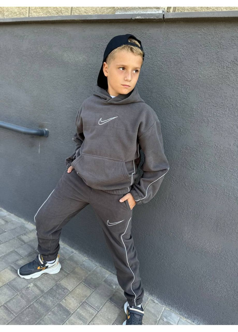Сірий флісові костюми 🌪️хлопчик🔥 двосторонній щільний фліс No Brand