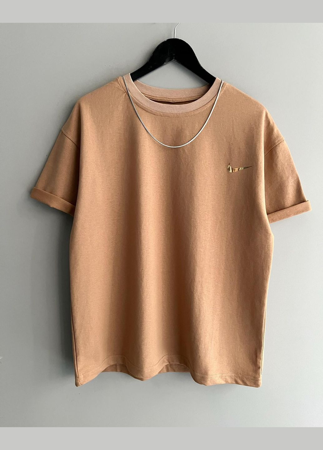 Бежевая стильная мужская футболка nike оверсайз бежевая Freedom