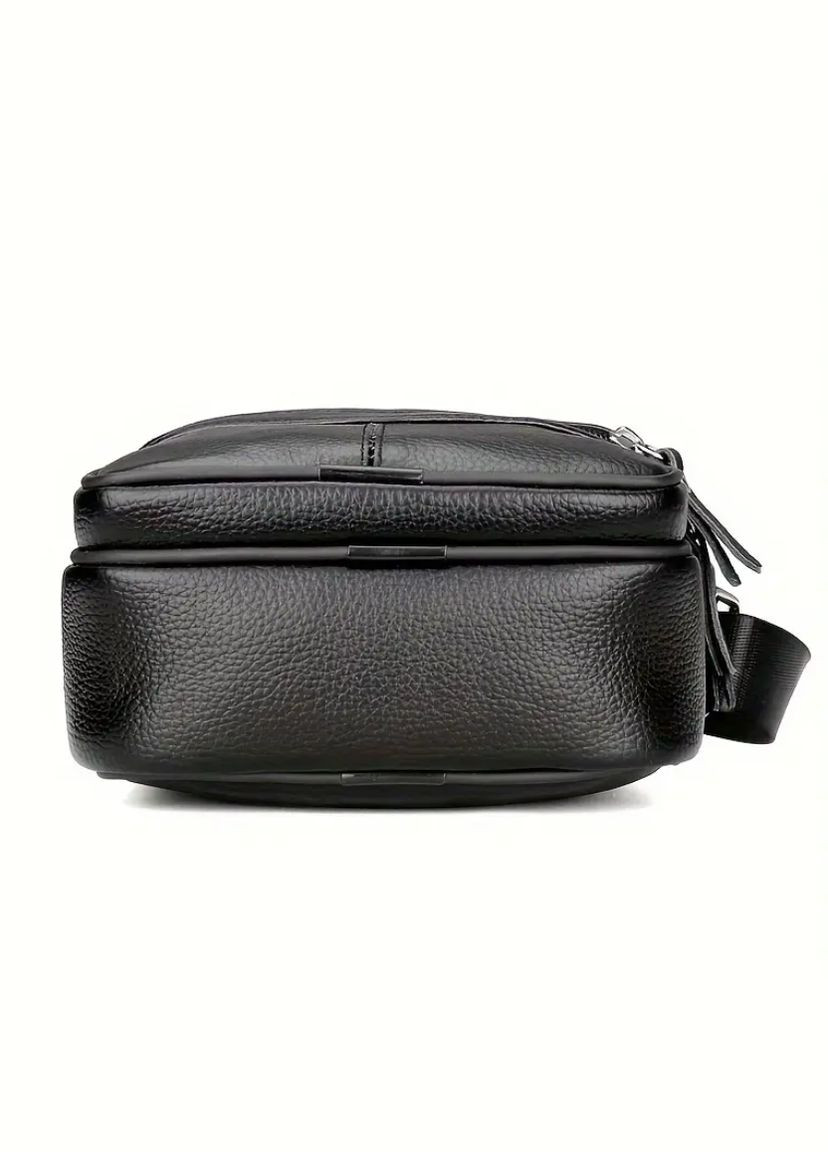 Сумка чоловіча шкіряна на плече компактна. Чорна No Brand (322859118)