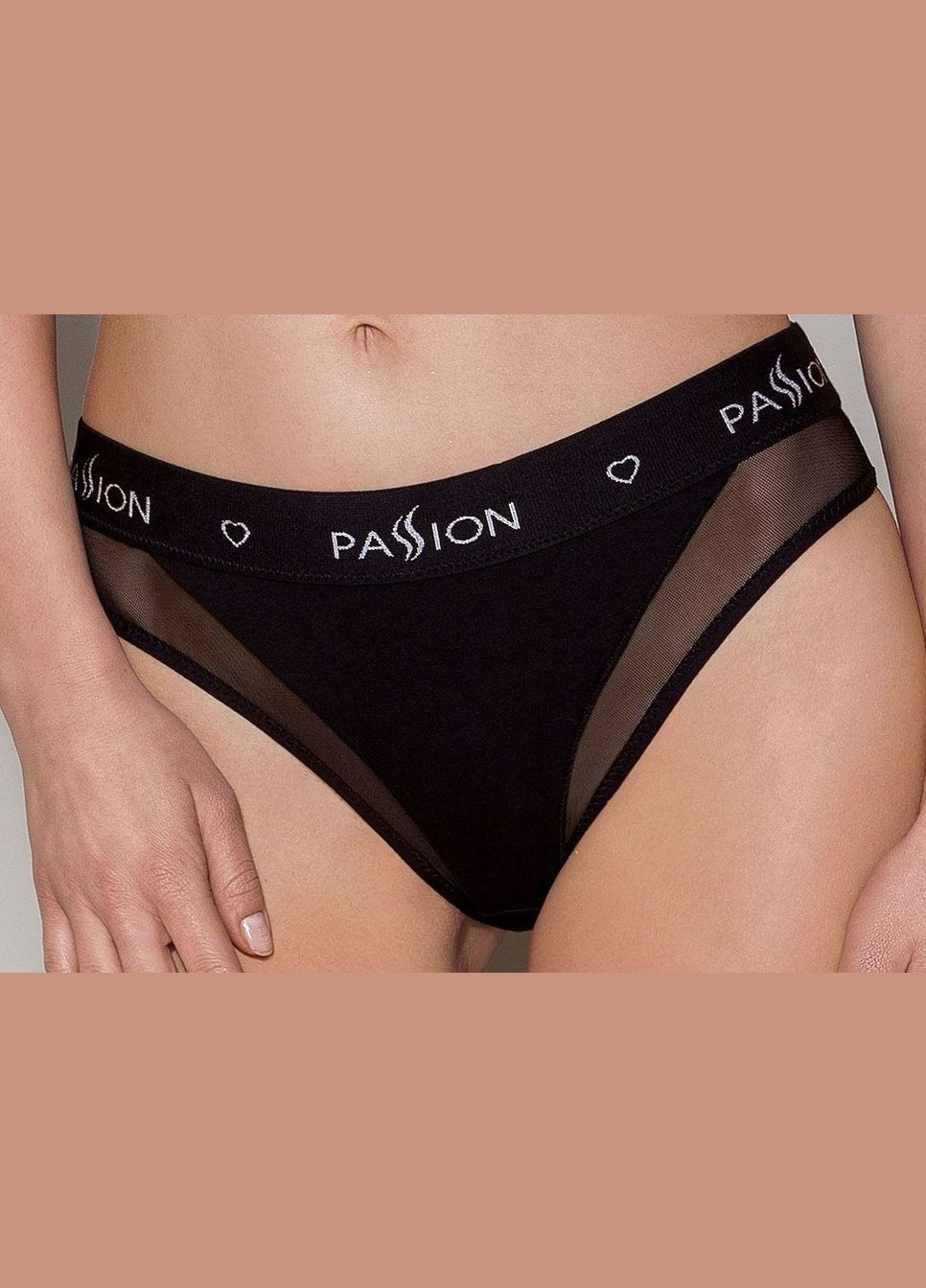 Черный демисезонный трусики с прозрачной вставкой ps002 panties black, size Passion