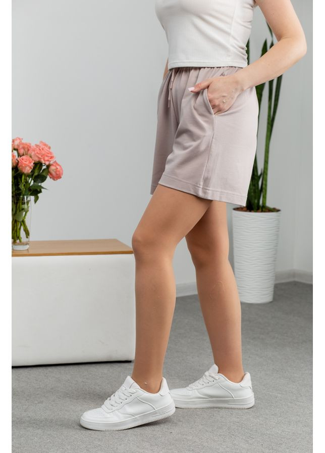 Шорти жіночі літні з трикотажу двонитка з високою посадкою на резинці 25.2650 42( ) темно бежевий AKSAN (329651906)