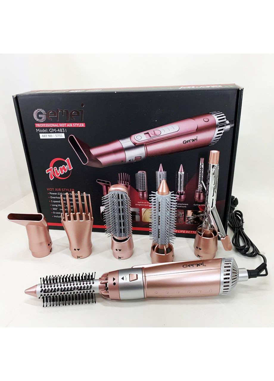 Щипці фен для волосся мультистайлер GM-4831 7в1, класичний фен для волосся, потужний фен для волосся Gemei (365812794)
