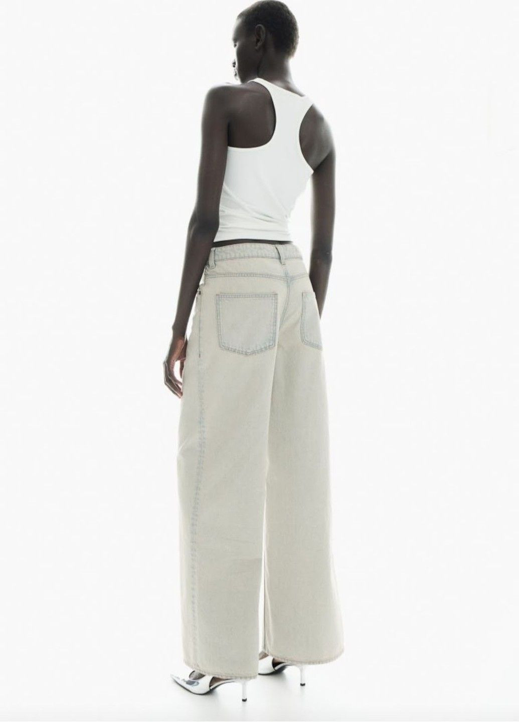 Жіночі широкі джинси Wide Regular (58006) W34 Блакитні H&M - (315674578)