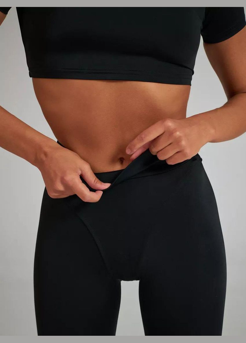 Водовідштовхуючі лосини з ефектом push-up з біфлексу чорні No Brand Fitnes (315403195)