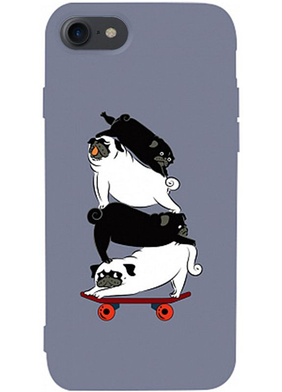 Чехолнакладка Matt TPU 2mm Print Case Apple iPhone 7/8/SE 2020 #51 Mops Skate Lavander Grey Toto (301780466)