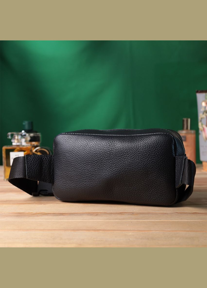 Чоловіча сумка-бананка з натуральної шкіри флотар 22826 Чорна Shvigel (305768365)