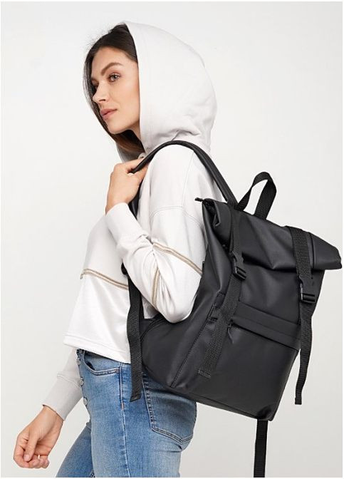 Рюкзак женский из экокожи RollTop 0SH Черный Sambag (301871961)