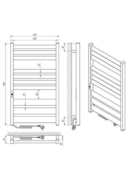 Електрична рушникосушка Зебра Лавина ЧКЧ10 500Х900 Е чорний Laris (318681648)