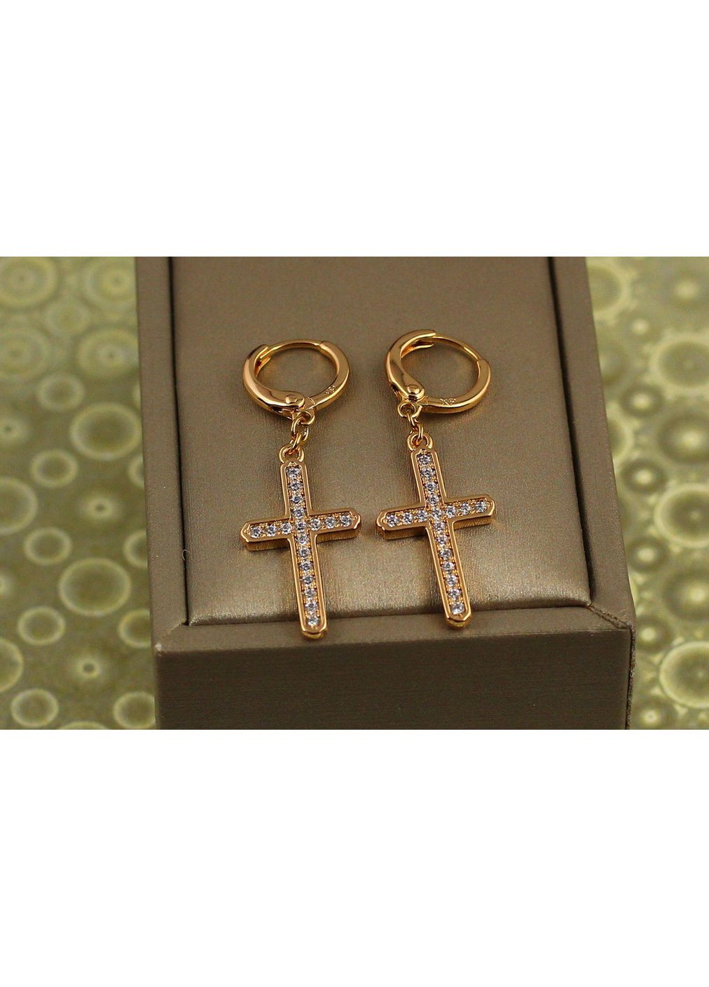Сережки підвіски хрестики різдвяне сяйво 3,8 см золотисті love-shopping Xuping Jewelry (356672637)