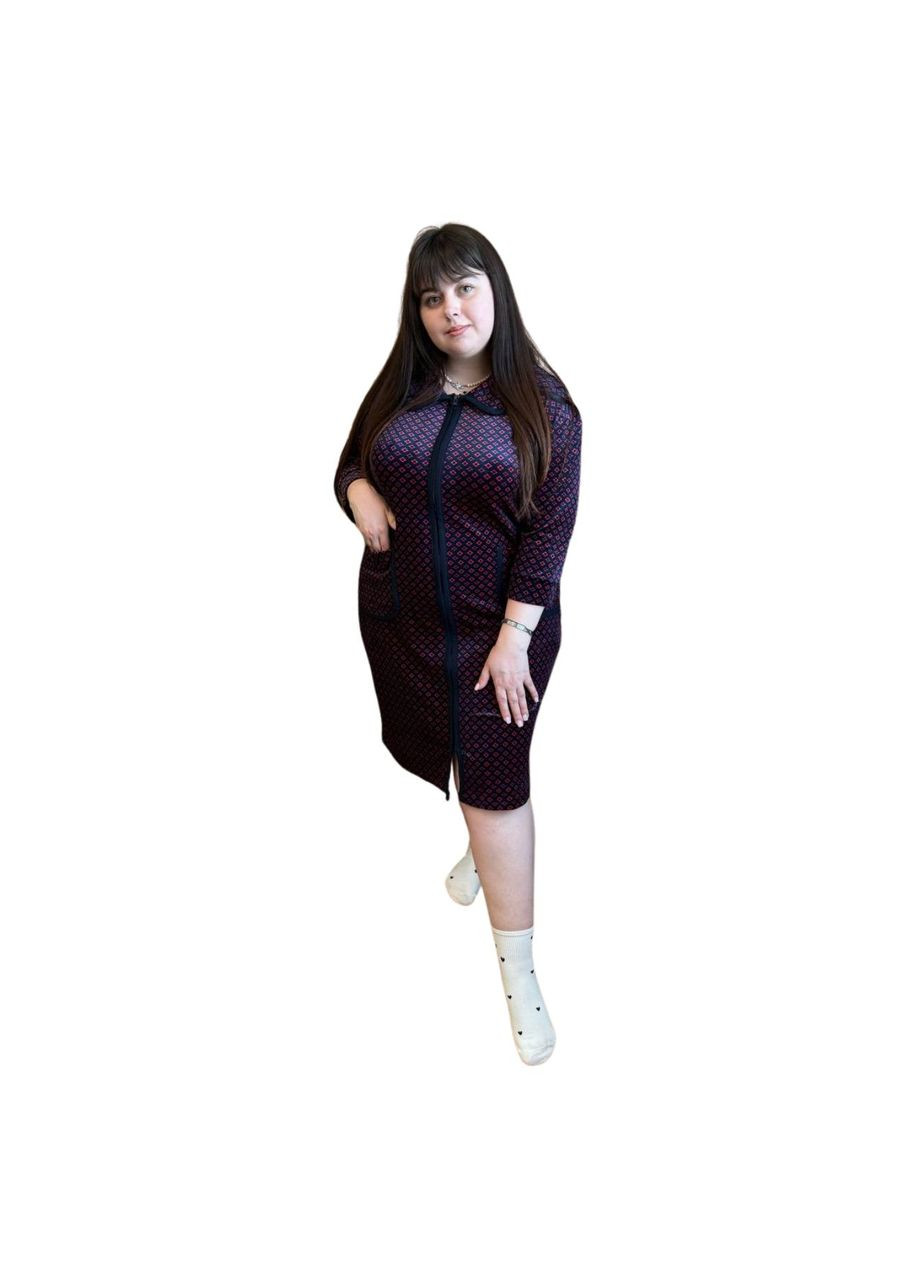 Халат женский велюровый темно-фиолетовый Геометрия р LH3 Ananasko (344590048)