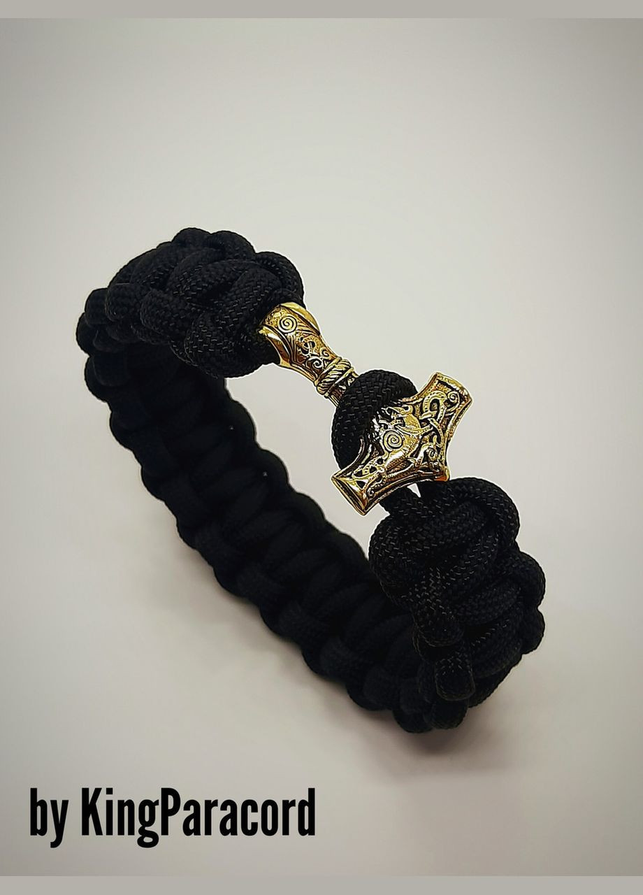 Браслет с Молотом Тора из латуни и паракорда плетения Кобра под заказ + брелок в подарок No Brand (341738669)