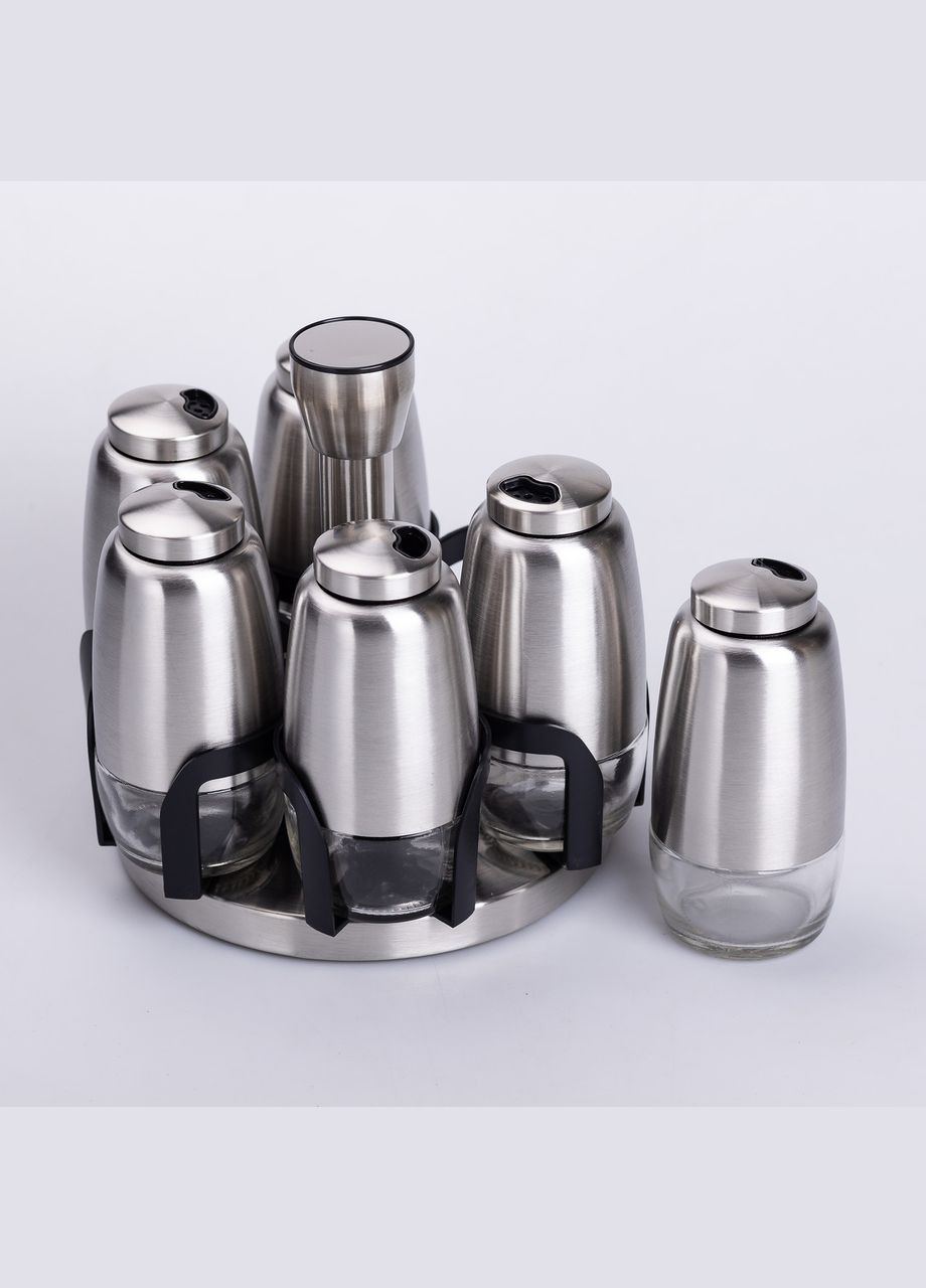 Набір для спецій на поворотній підставці 6 штук по 120 мл, хром Yiwu (326599378)