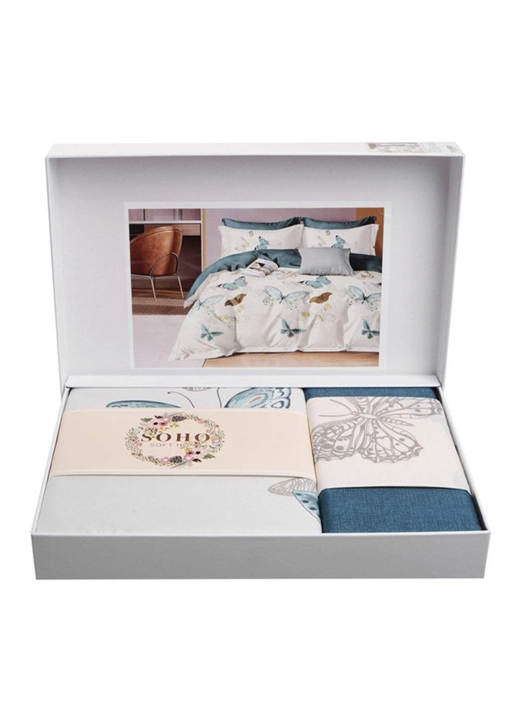 Комплект постельного белья Евро - Butterfly Aqua цвет разноцветный CB-00272922 Soho (322234900)