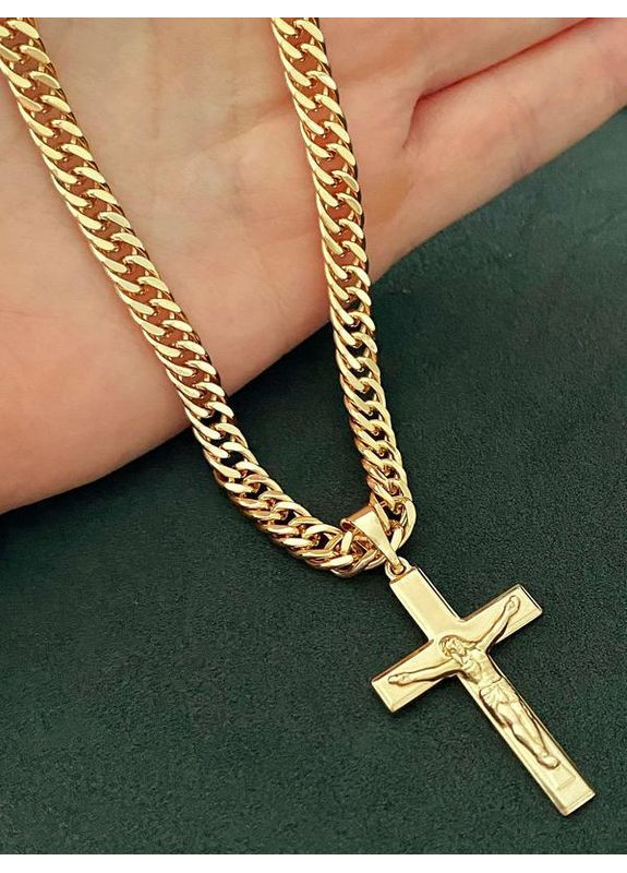 Позолоченная Цепочка 50см + Крестик. Позолота No Brand (361029368)