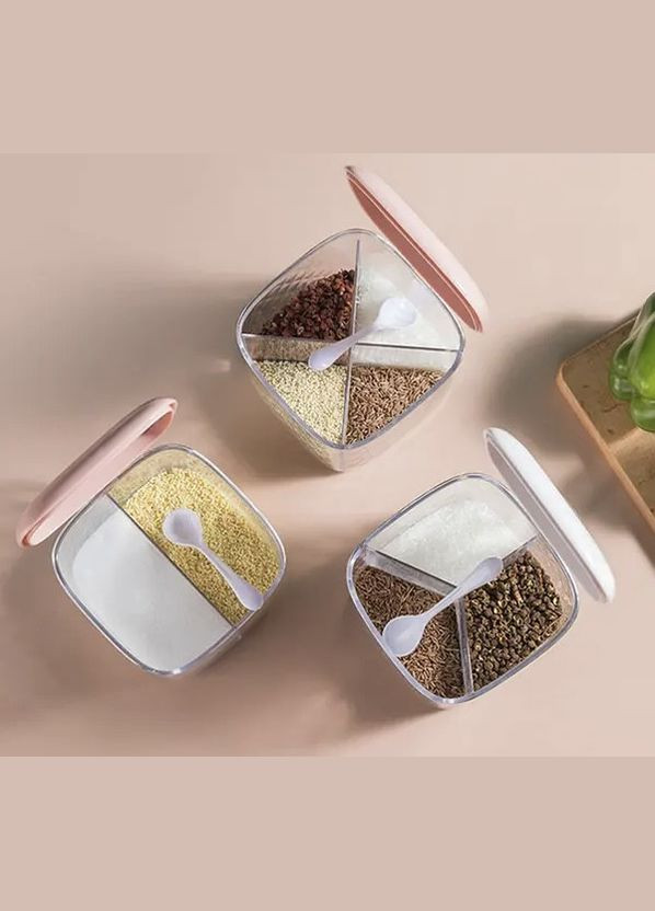 Контейнер емкость для специй Органайзер для приправ 3 отделения Пластик No Brand (315633314)