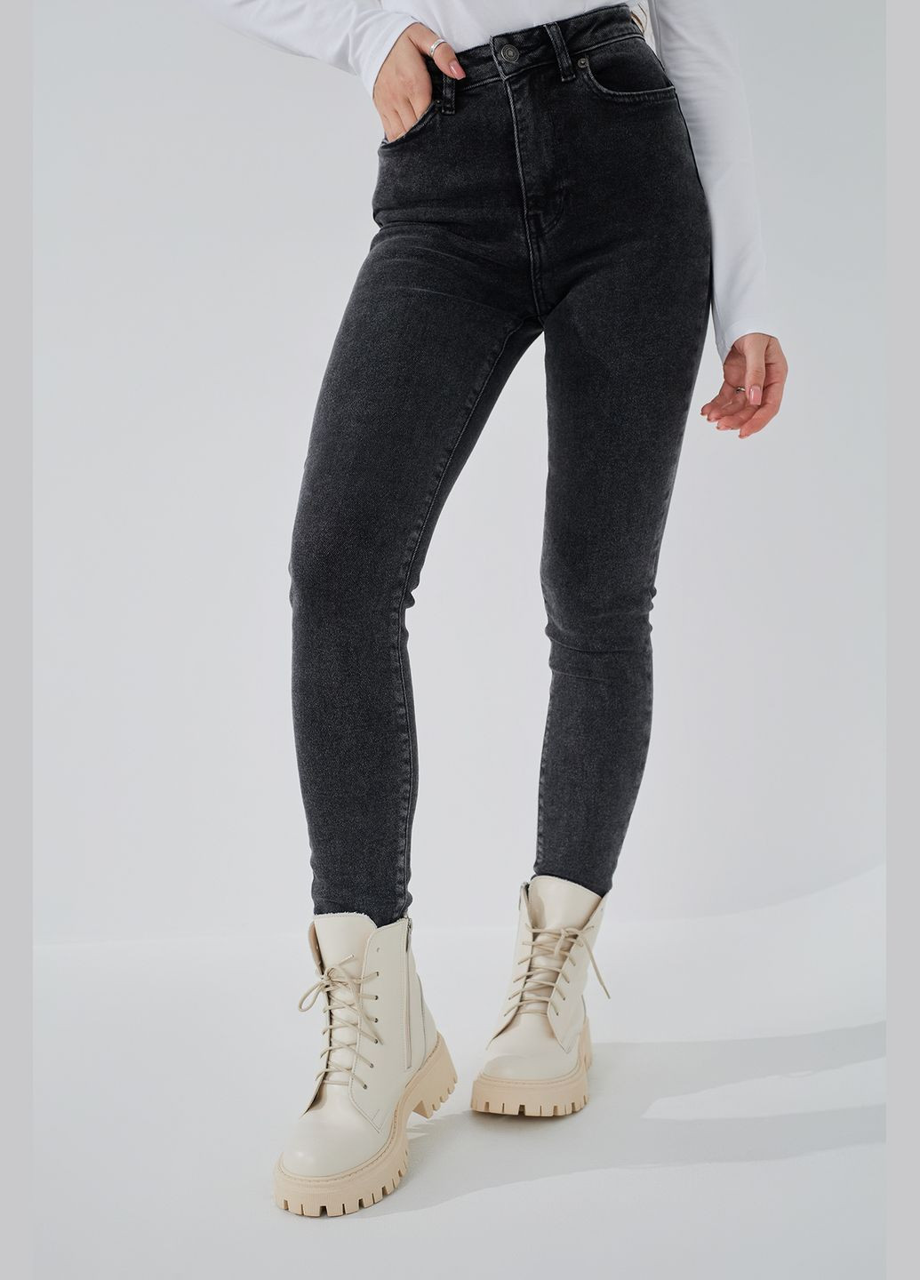 Джинси Slim Fit жіночі 3103 baza Темно-сірий On me - (315998998)