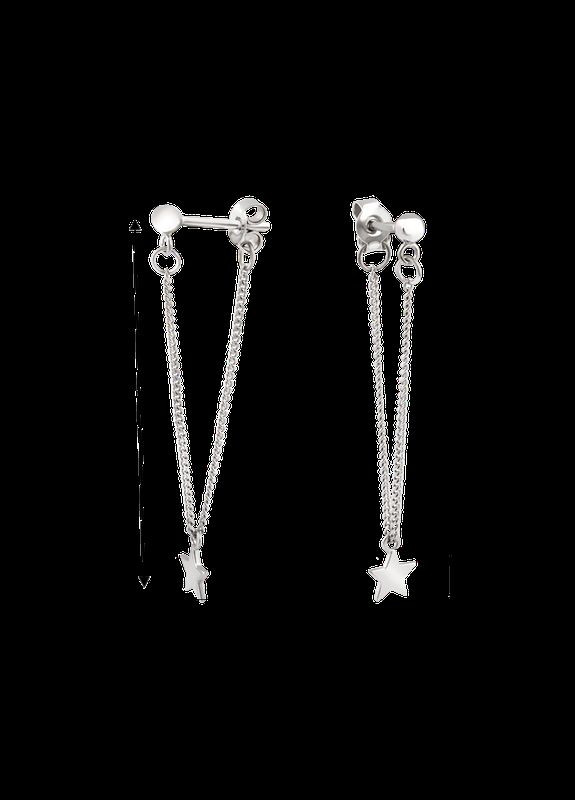 Срібні сережки пусети Зірочки на ланцюжку Каштан (342334611)