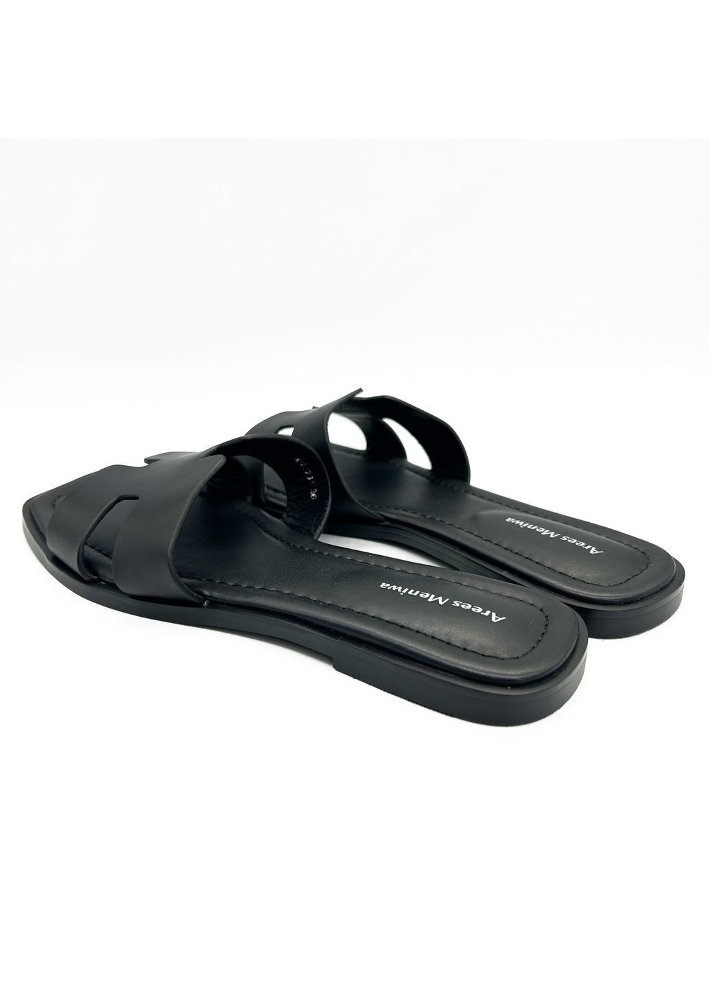Черные шлепанцы (р) кожа 0-1-1-am-10701 Arees Meniwa