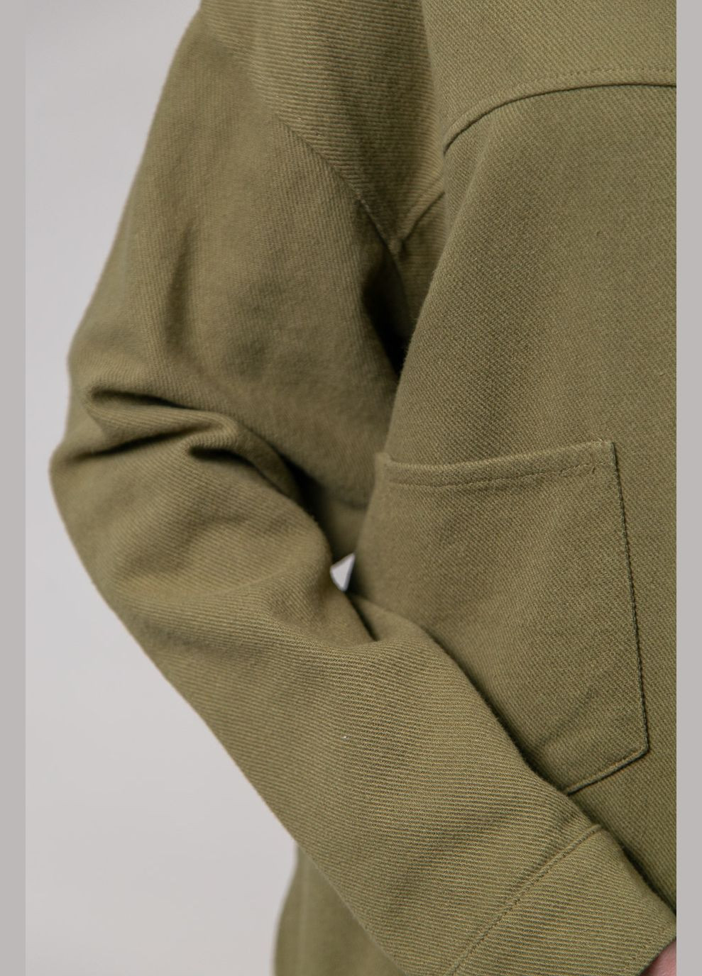 Оливковковая (хаки) повседневный, кэжуал рубашка однотонная CHICLY с длинным рукавом
