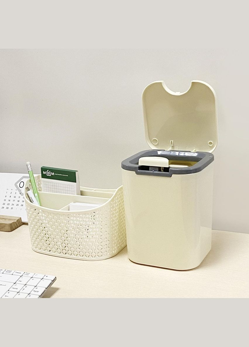 Відро для сміття настільне з кришкою BIN-06 2L BEIGE MVM (317286303)