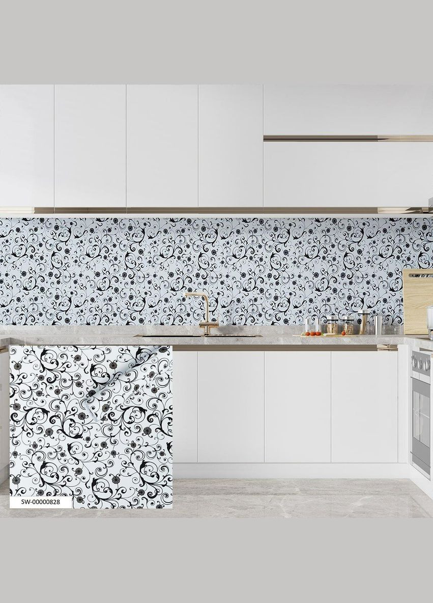 Самоклеюча плівка білі вензелі 0,45х10м 10175 (3DPanda-0828) Sticker Wall (323155236)