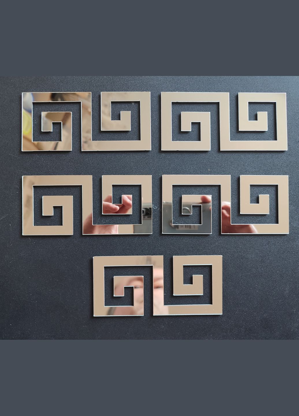 Дзеркальні акрилові наклейки Орнамент Срібний 5 шт 13 х 6 см Б153 No Brand (322774590)