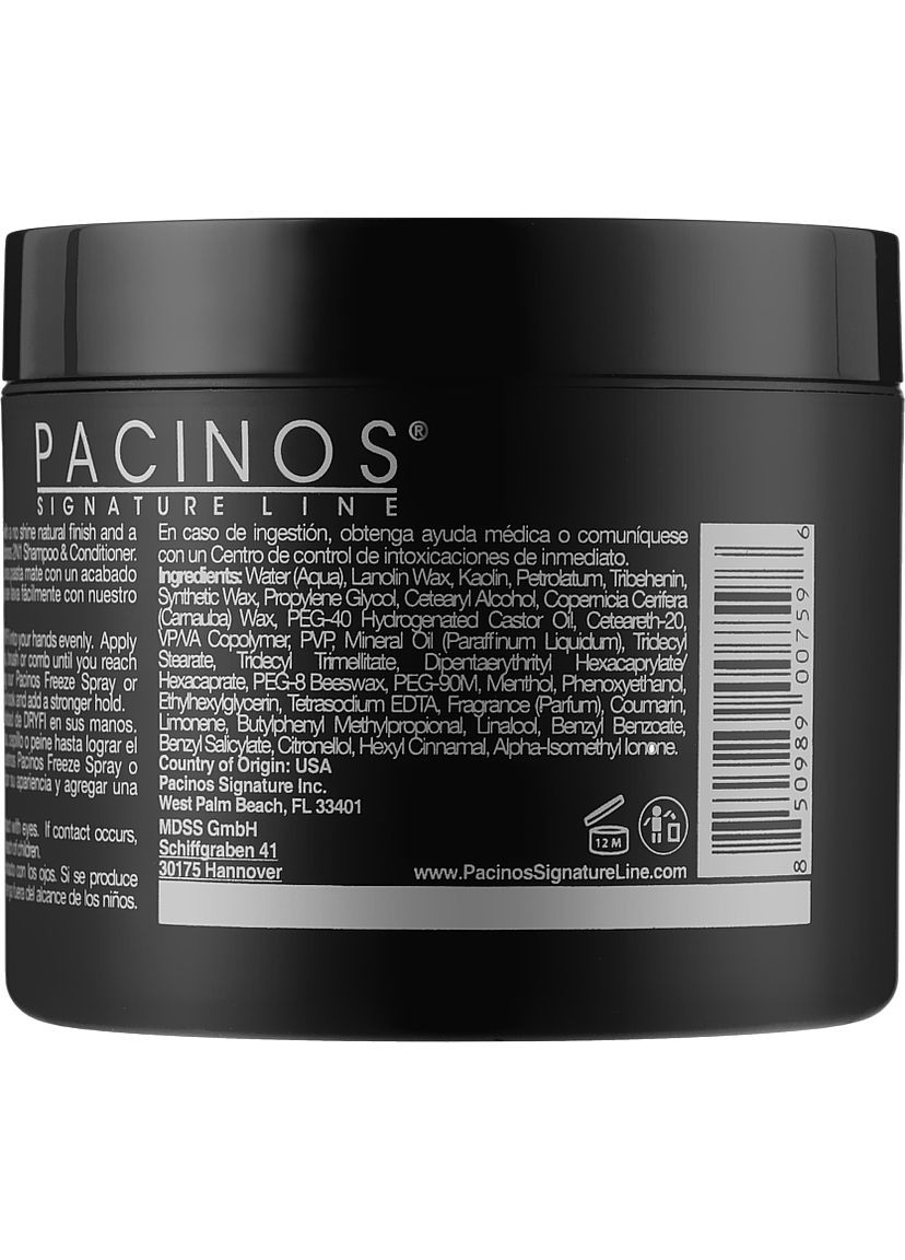 Профессиональная матовая паста для укладки волос Dryfi No Shine Matte Paste 118g (1021095-35907) Pacinos (368653435)