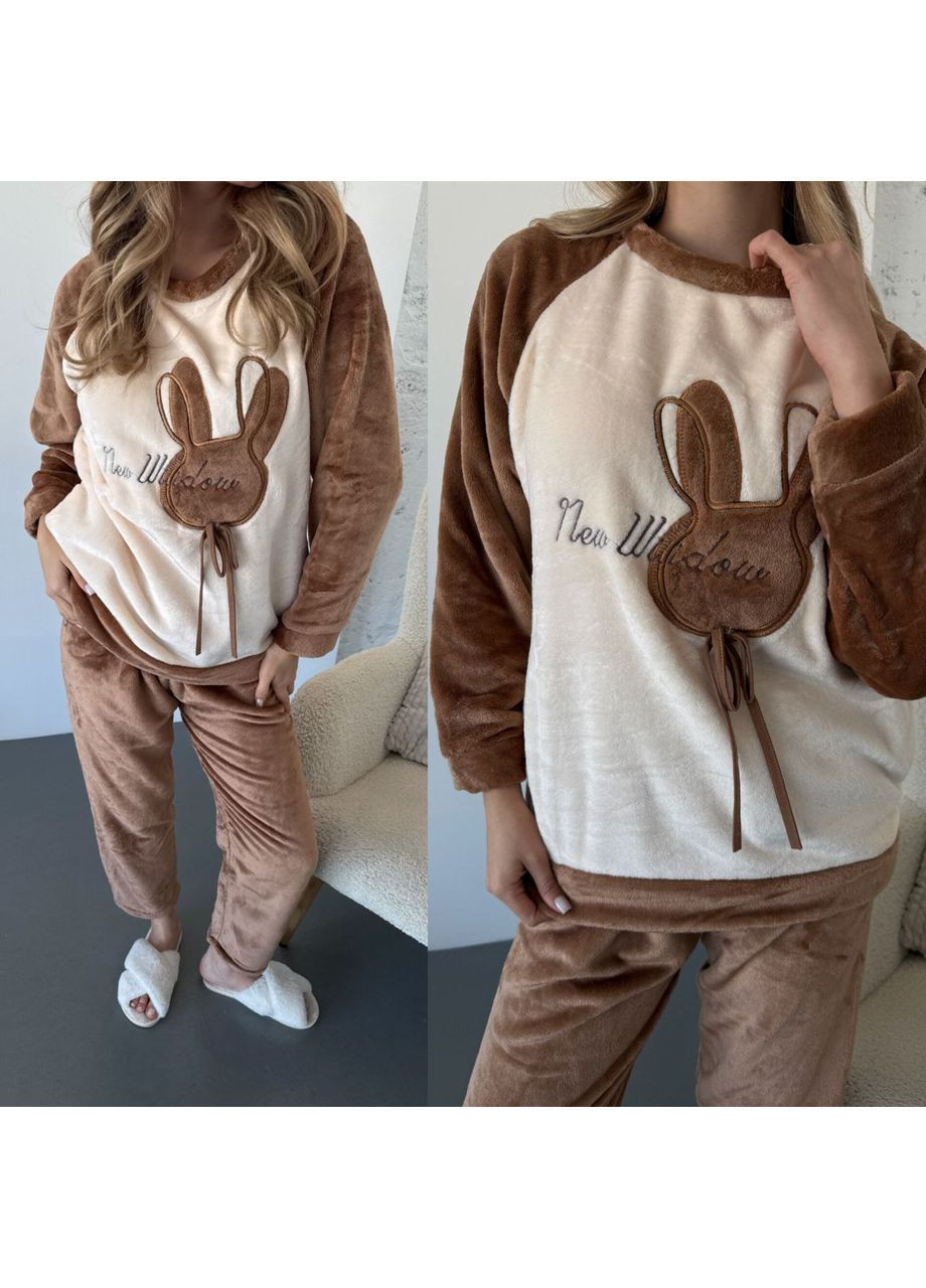 Коричневая женская махровая пижама Osoblyva