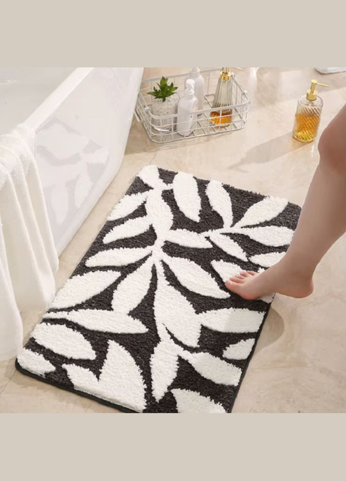 Коврик для ванной и душа коврик для ног в ванную комнату,микрофибра,атискользящий 40х60 см, с листьями No Brand (346532783)