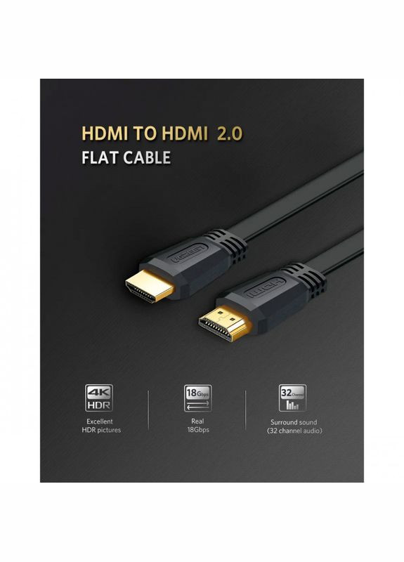 Кабель ED015 Flat Cable HDMI v2.0 5м Black UGR50821 Ugreen (294978727)